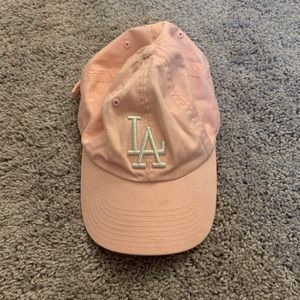 baby pink LA dodgers baseball cop metallic thread